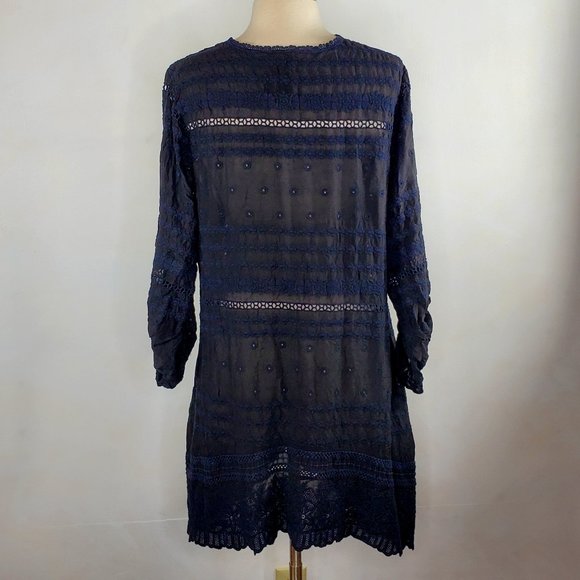 JOHNNY WAS Black Embroidered Tunic L EUC - Picture 3 of 8
